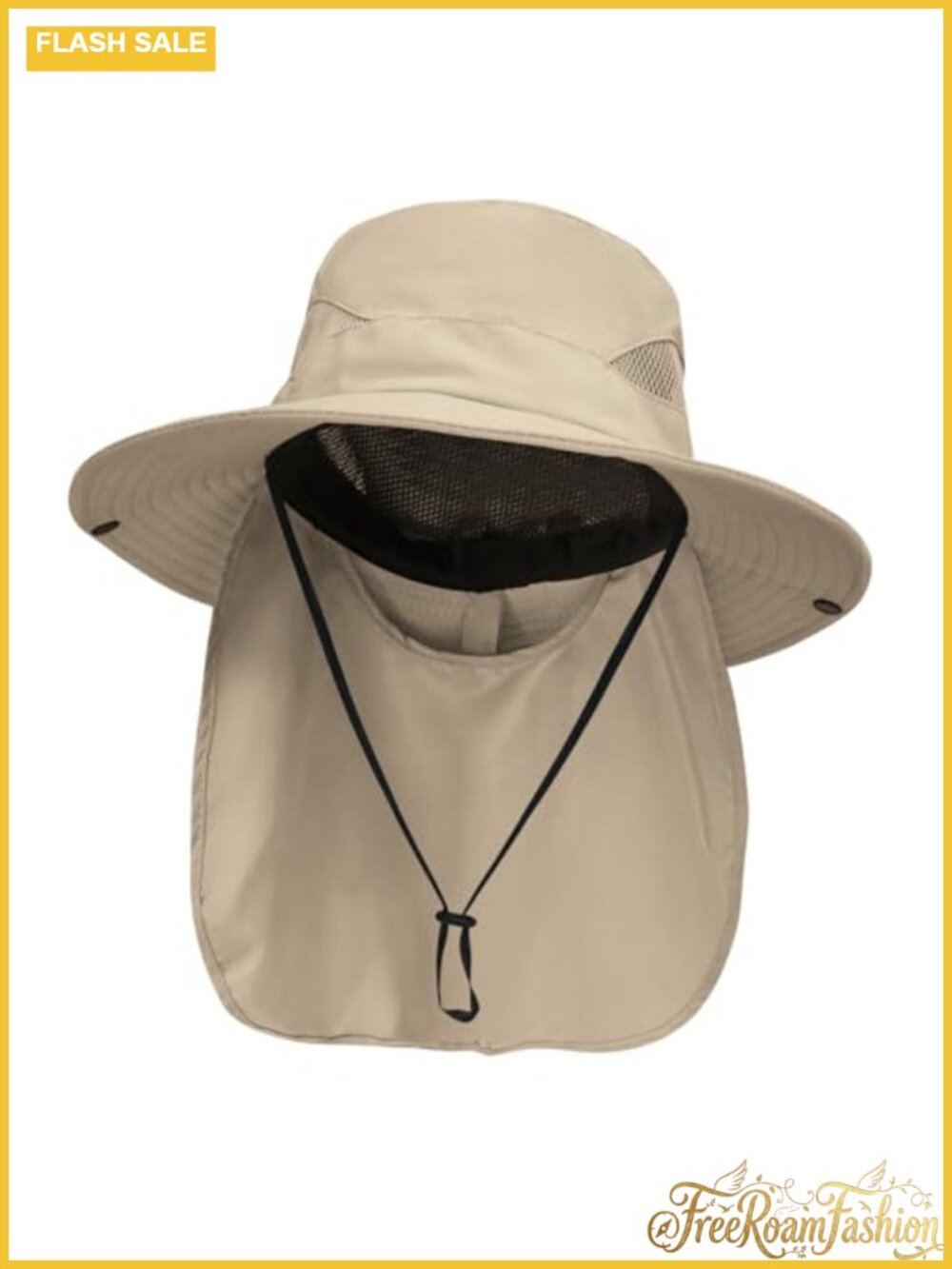 Sun Fishing Hat Neck Flap UV Protection Wide Brim Foldable Breathable Unisex
